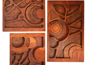 Vintage 3 Piece Carved Wood Wall Hanging