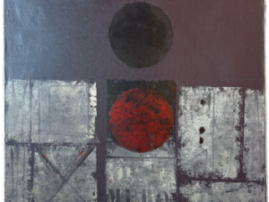 Vintage Purple and Red Abstract Art, 1960s