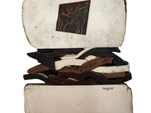 Vintage Horse and Rider Ceramic Wall Sculpture, 1985