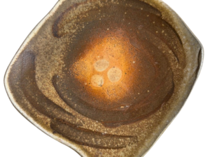 Square Studio Ceramic Dish in Brown and Ochre Glaze
