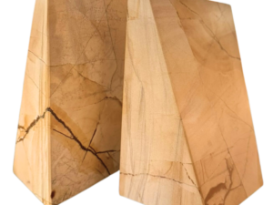 Pair of Cream Veined Marble Wedge Bookends