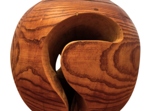 Carved Wood Sphere Sculpture