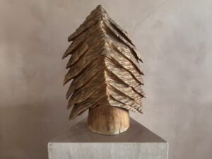 Hand Carved Wooden Pine Tree Wall Hanging