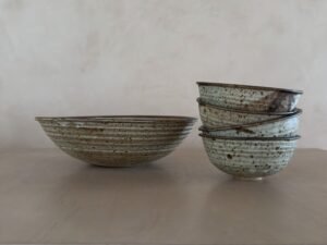 5 Piece Studio Ceramic Salad Set in Speckled Earth Glaze