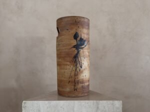 Large French Studio Ceramic Splatter Vase