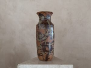 Large French Studio Ceramic Drip Glaze Vase