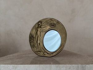 Small Art Nouveau Brass Figural Table Mirror