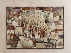 Aubusson Tapestry Town Scene Tapestry, Atelier Raymond Picaud